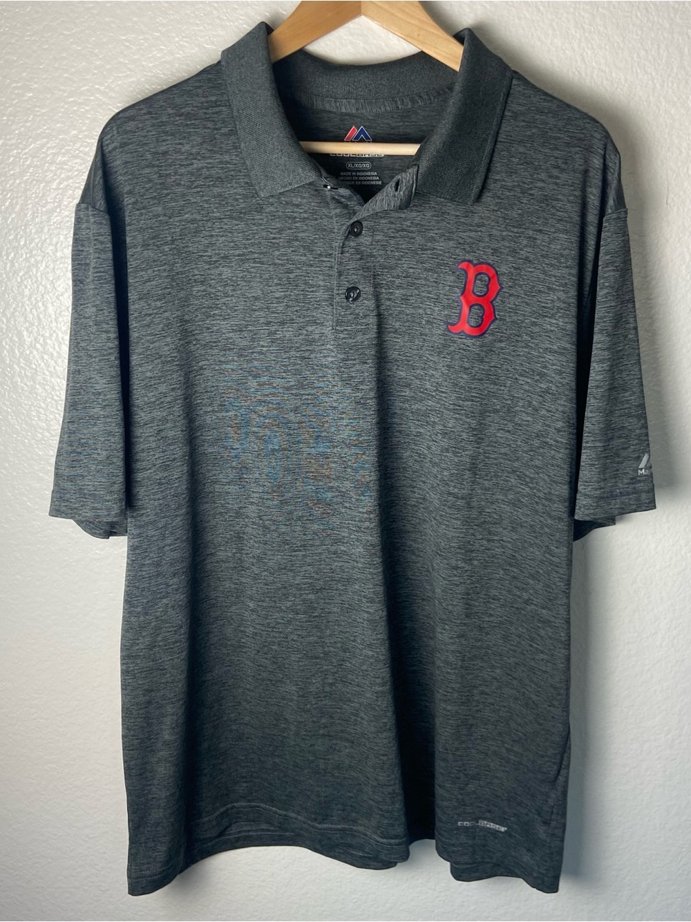 Majestic Heather Gray Polo with Red 'B' Logo